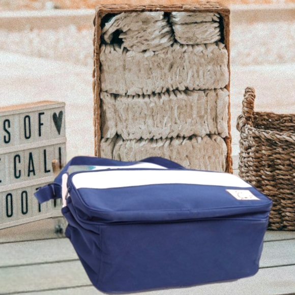 Banner Bonnie 4 Pcs Navy Mommy Bag Set Diaper Tote Bottle Lunch Bags Diaper Pad - Picture 3 of 10